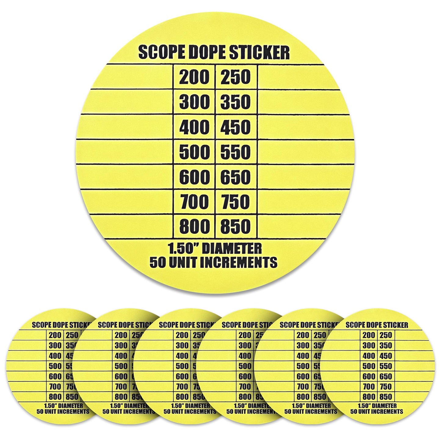 75 Scope DOPE Stickers for Long Range Shooting -Fits Most Rifle Scope Caps