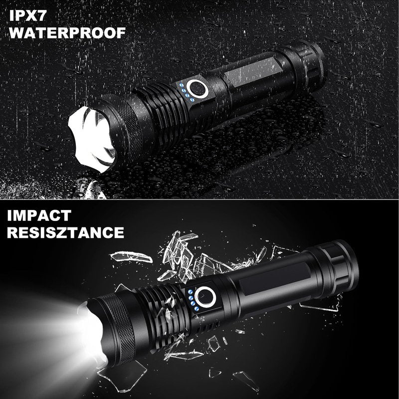 Lylting 4 Pack Rechargeable LED Flashlights High Lumens, 99,000LM Super Bright Flashlight, Adjustable Powerful Flash Light with USB Cable & 5 Modes, Waterproof Handheld Flashlight for Home Camping