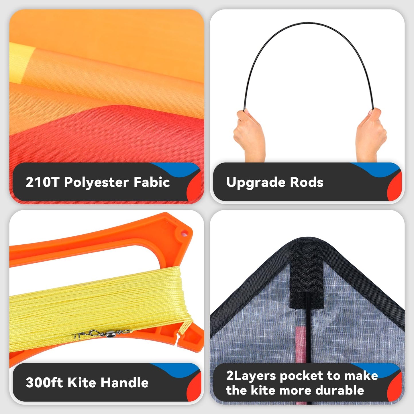 Delta Kite Set for Kids and Adults,Extremely Easy to Launch for Beginners, Perfect for Beaches and Parks,ites for Beach Trip Park Family Outdoor Games and Activities (Speed Triancle - R, 1)