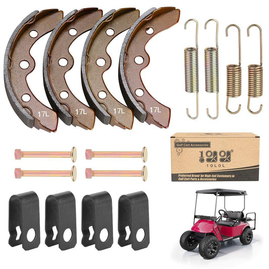 10L0L Golf Cart Brake Shoes & Brake Spring Kit for Club Car DS 1995-up, Precedent 2004-up, EZGO 1986.5-1995, Yamaha G1 1982-up, G2 G8 G9 - Replace OEM 1018232-01 23364G1 27249G01