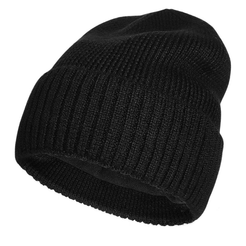 ZTL Oversize M/L/XL/XXL Beanie Hats for Men 30% Merino Wool Knit Hat, Winter Hats for Women Thick Warm Lined Cold Weather Skull Cap(Black,XXL)