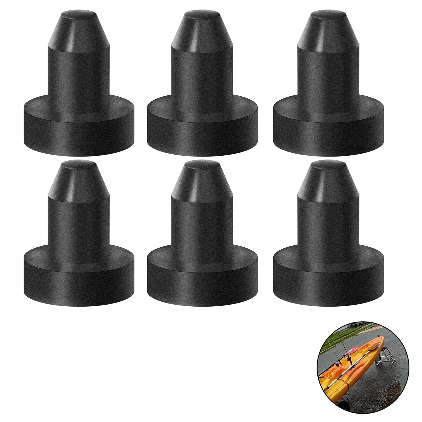 (6-Pack) Push-in 1/2" Kayak Drain Plugs Neoprene Rubber Scupper Plugs for Kayak Compatible with Sun Dolphin Aruba 8 SS 10 Bali 8 Excursion 10 Sportsman 8 10