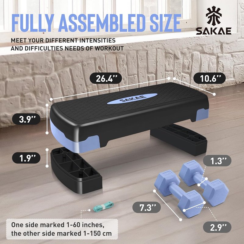 Aerobic Stepper Set - Adjustable Height Workout Platform with Dumbbells & Measuring Tape | 4 Color Options