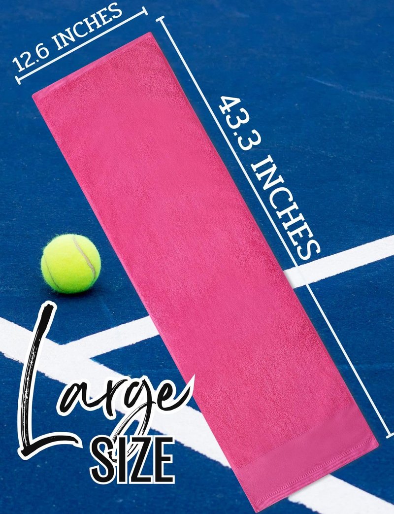 CybGene Embroidered Tennis Towel, Funny Tennis Gift for Men, Women & Tennis Lovers, Soft & Absorbent, Hot Pink, Initial C