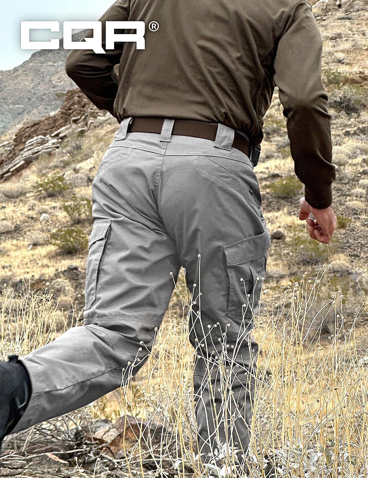 CQR Men's Tactical Pants, Water Resistant Ripstop Cargo Pants, Lightweight EDC Work Hiking Pants, Outdoor Apparel, Raider Mag Pocket Stone, 32W x 30L