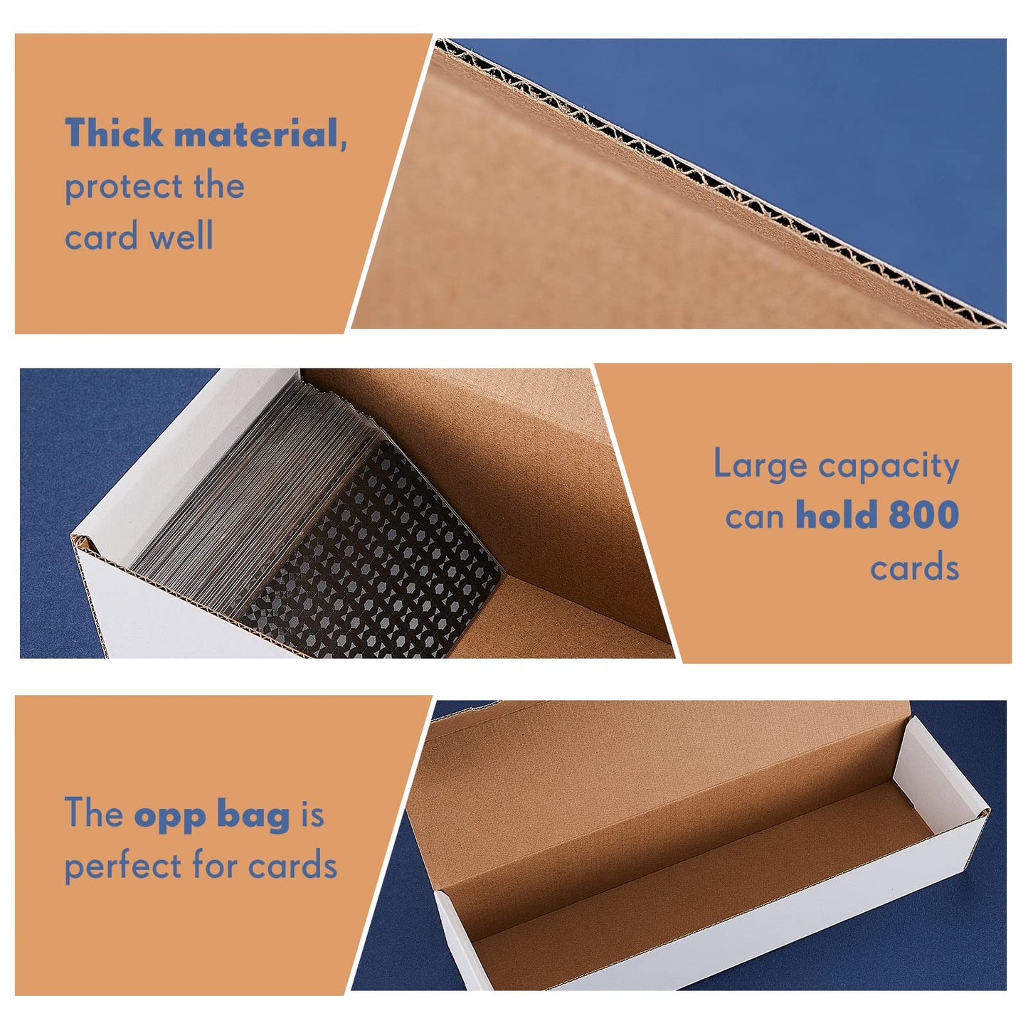 Sepamoon 6 Pack 800 Count Trading Card Storage Box Trading Organizer Game Sport Cardboard Box Collectible for Baseball Football Basketball Card Storage Protection (15 x 3 x 4-1/8 Inch)