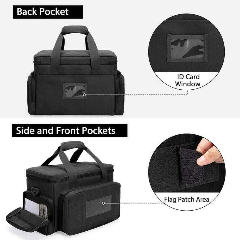 Gun Range Bag for 4 Handguns & Ammo - Tactical Pistol Case with 6 Magazine Slots | Padded Shoulder Strap, Durable Design