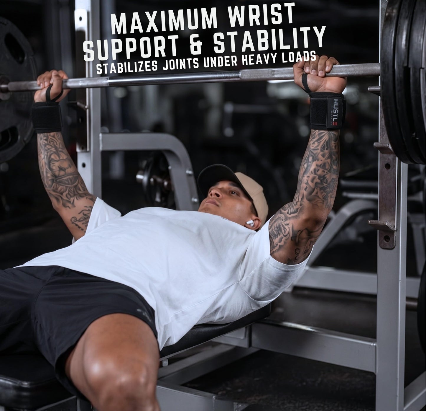Hustle Athletics Wrist Wraps for Weightlifting - 18" & 12" Premium Wrist Support Weight Lifting Wraps to Lift Heavier & Train Harder - Heavy Duty Powerlifting & Bench Press Gym Straps for Men & Women