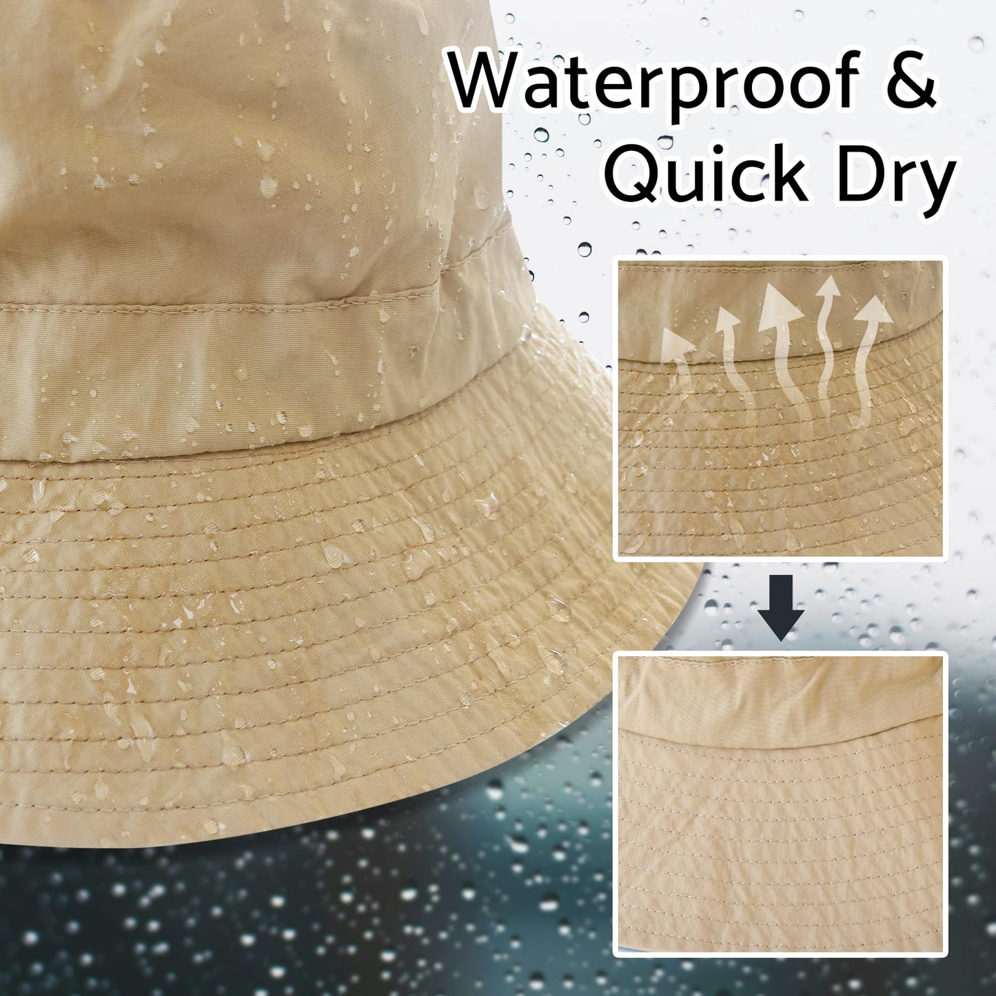 PFFY Packable Sun Bucket Hat for Men Women Outdoor Sun Hats Yellow