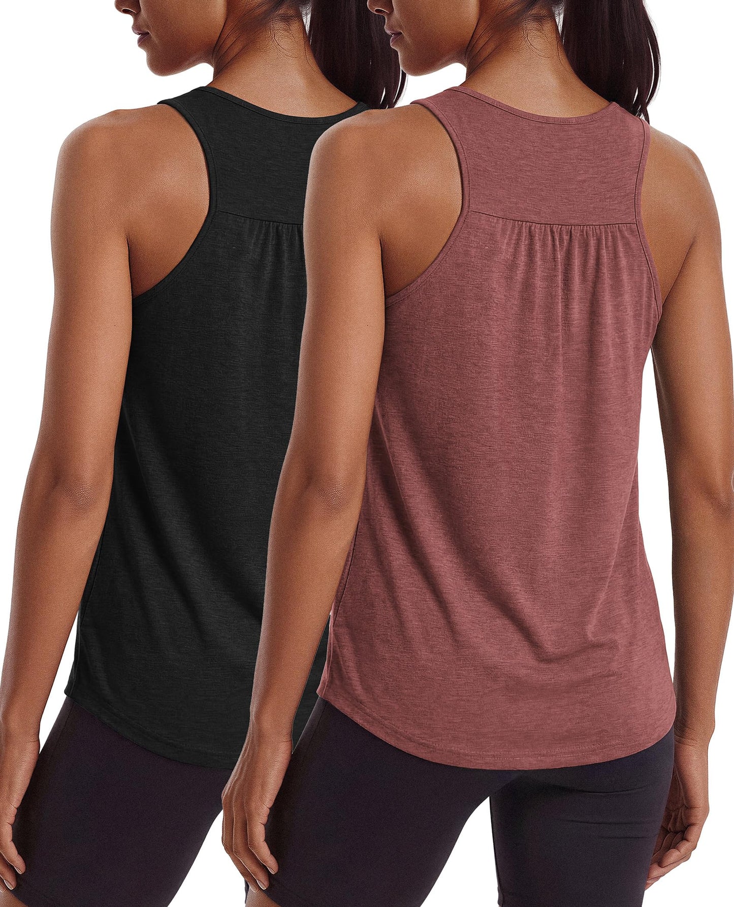 PINSPARK Tank Top for Women Sleeveless Quick Dry Running Yoga Shirts Racerback Workout Tank Tennis Tops for Summer Loose Fit,Black/Red XXL