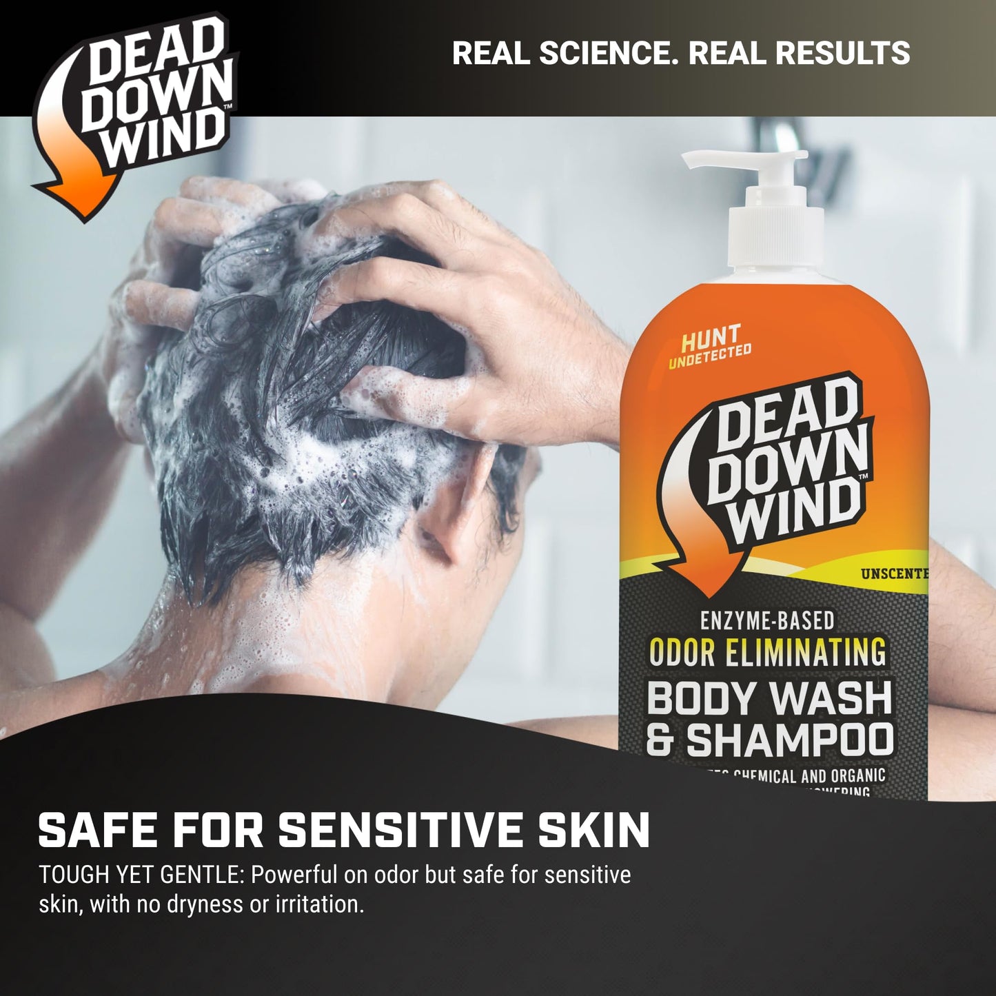 DEAD DOWN WIND Body & Hair Soap Pump Top | 32 oz Bottle | 2 Pack (64 oz.) | Unscented | Sensitive Skin Body Wash & Body Soap, Hunting Accessories