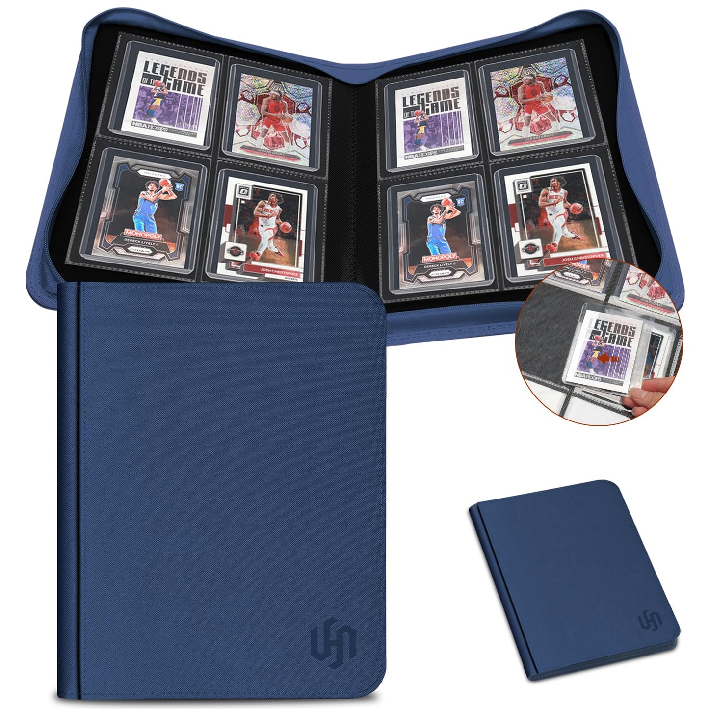 Toploader Binder 4 Pocket, HYMENEX Top Loader Card Binder Holds 112 Toploader Cards for Trading Sports Cards - Black