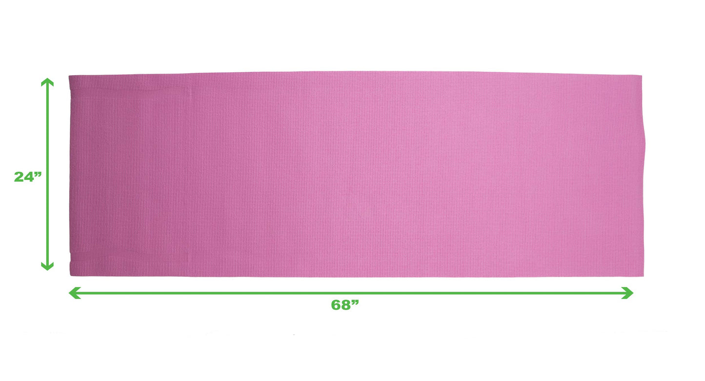 Mind Reader All Purpose Extra Thick Yoga Mat Fitness & Exercise Mats with Carrying Strap, High Density Anti-Tear, Pink