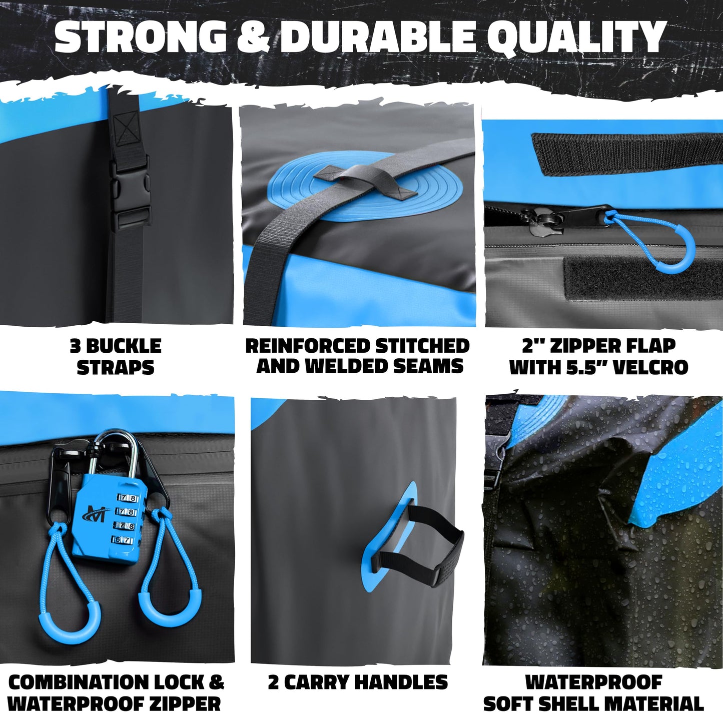Mockins 25 Cu Ft Large Trailer Hitch Cargo Carrier Bag | 60"x24"x31" Waterproof Cargo Bag for Hitch Carrier & Truck Bed | Weatherproof Vinyl Vehicle Soft-Shell Carriers Set w/Straps, Lock & Carry Case