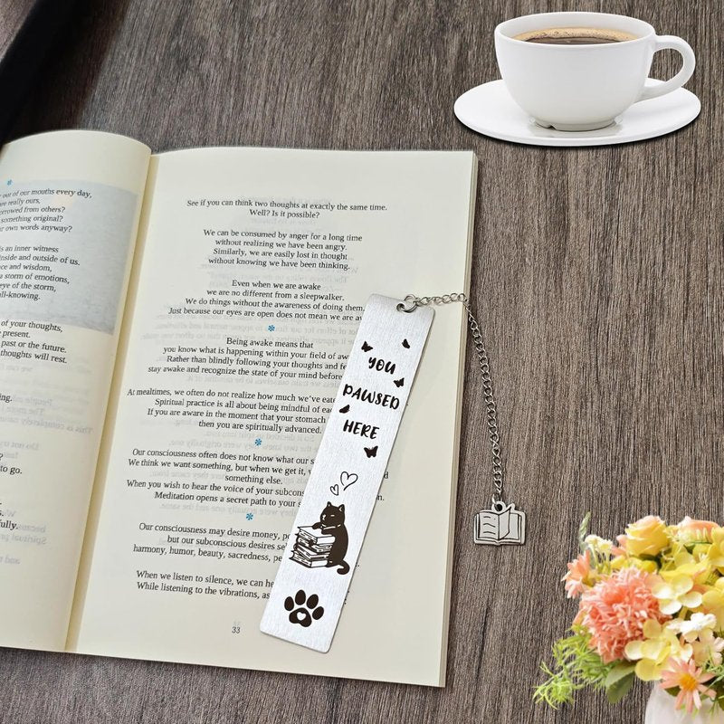 Cat Metal Bookmark - Cute Durable Bookmark for Book Lovers | Perfect Gift for Cat Lovers (Black Cat)