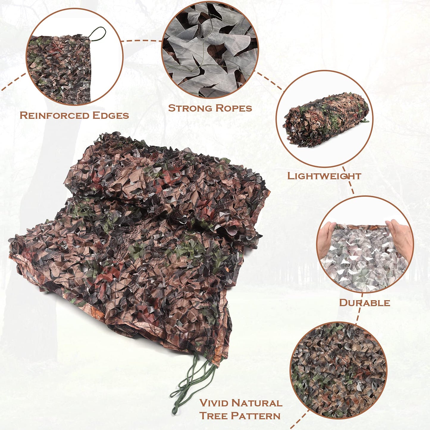 FullLit Camo Netting, Camouflage Net Blinds (Camo Bionic Leaves, 6.5ftx10ft)