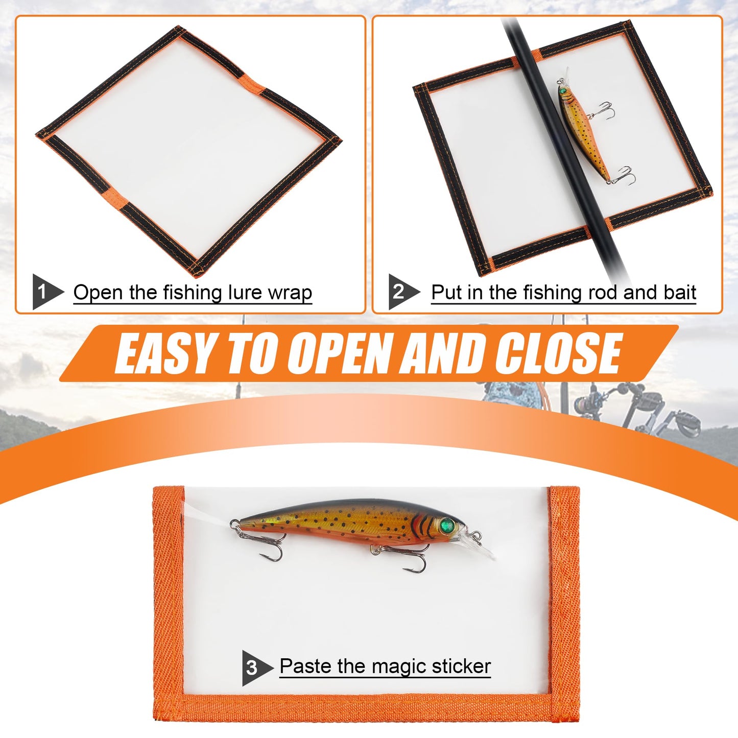 VATEICO Lure Wraps Mix Colors,Keep Lures Hooks Safe,Fishing Lures Covers Durable&Clear PVC Easily See Easy Open and Close Hook & Loop System Fishing Bait Hook Storage (12 Packs - Mix Color - Large)