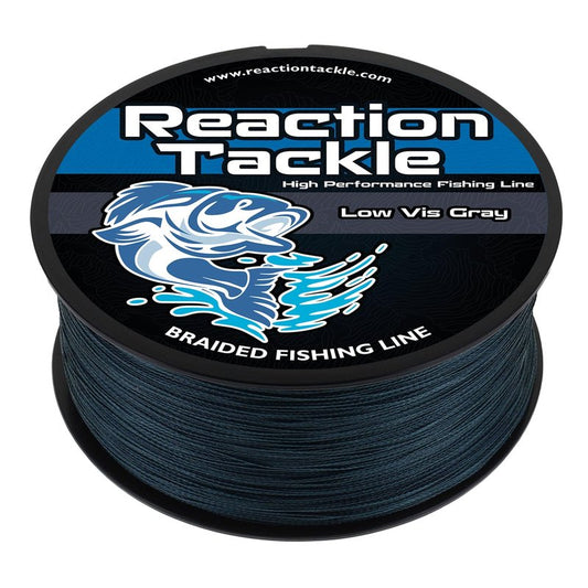 Reaction Tackle Braided Fishing Line - Pro Grade Power Performance for Saltwater or Freshwater Fish - Colored Fishing Line Braid for Extra Visibility - Low Vis Gray 25 Lb (1500 Yards)