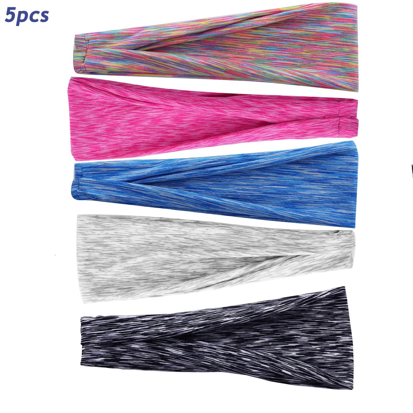 Tress 03 Headbands for Women Non Slip Wide Sweat Band for Women Sweatbands Fashion Running Headband Elastic Soft Sports Stretchy Headbands for Makeup, Exercise, Gym, Yoga, Workout, 5pcs