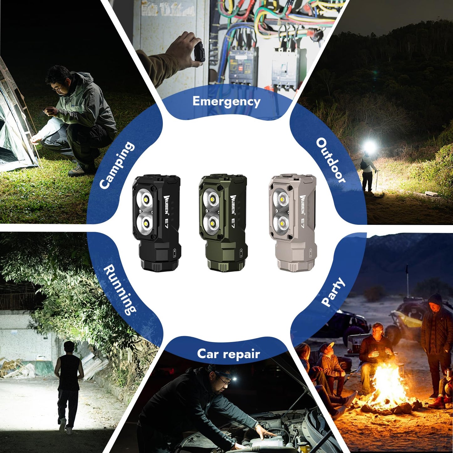 WUBEN E7 1800 Lm Hight Lumen Mini Flashlight with Magnet