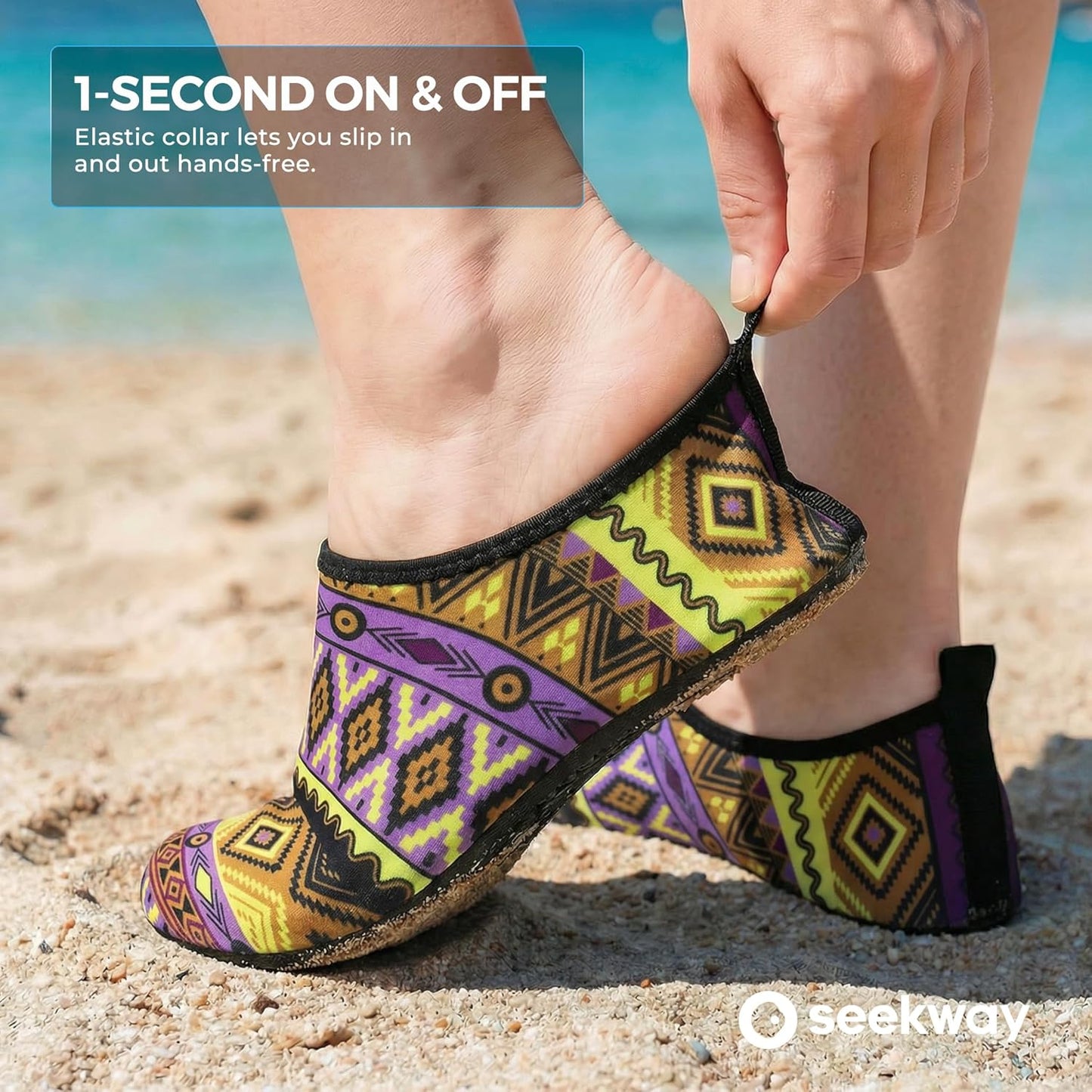 Water Shoes for Men & Women - Quick-Dry Aqua Socks | Non-Slip Barefoot Design for Beach, Swim, Pool & River - Black