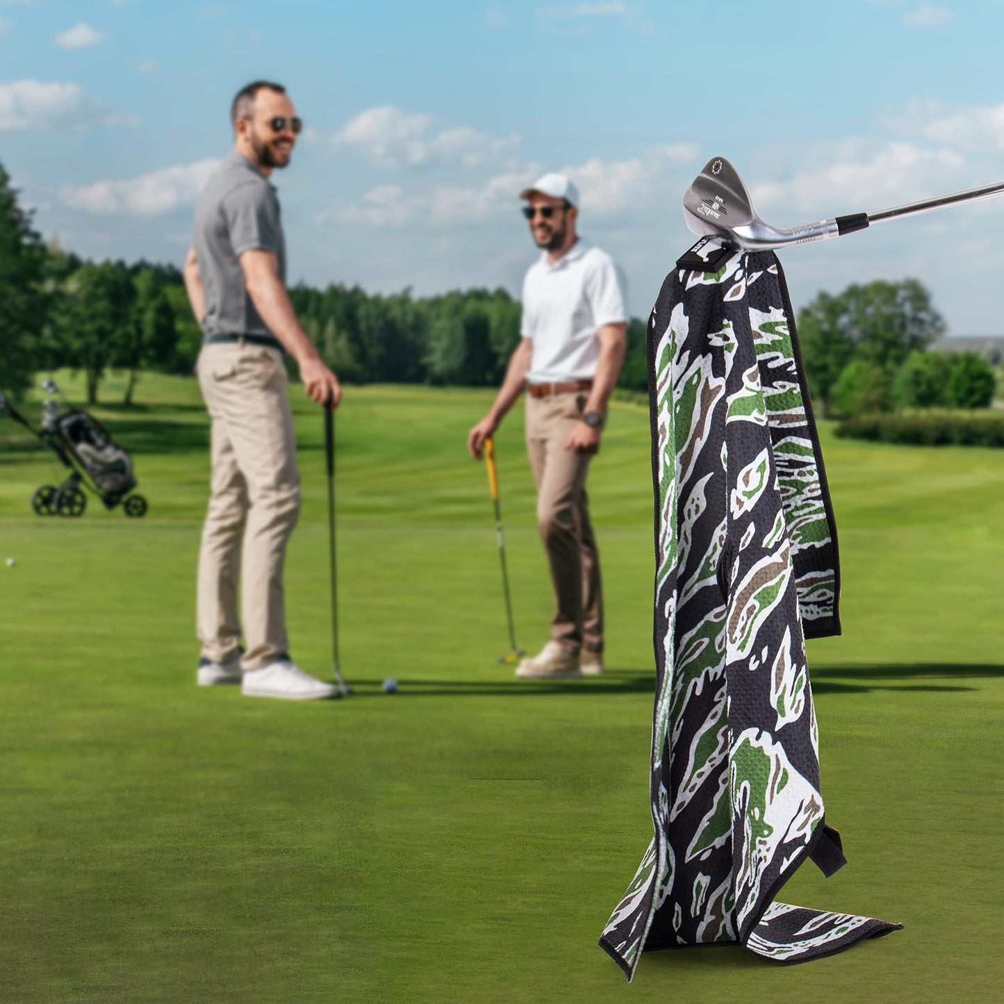 RYL/T Magnetic Golf Towel with Center Cut and Loop Attachment, Strong Magnet Attaches to Anything Metallic, Perfect Golf Bag or Cart Accessory