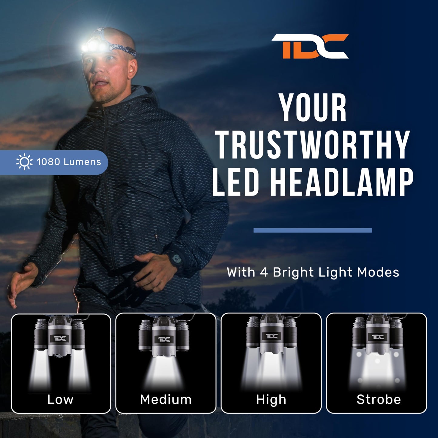 TDC Camo Rechargeable Headlamp - Zoomable LED Headlamp - Headlamp Flashlight USB - Waterproof Headlamps for Head, Forehead