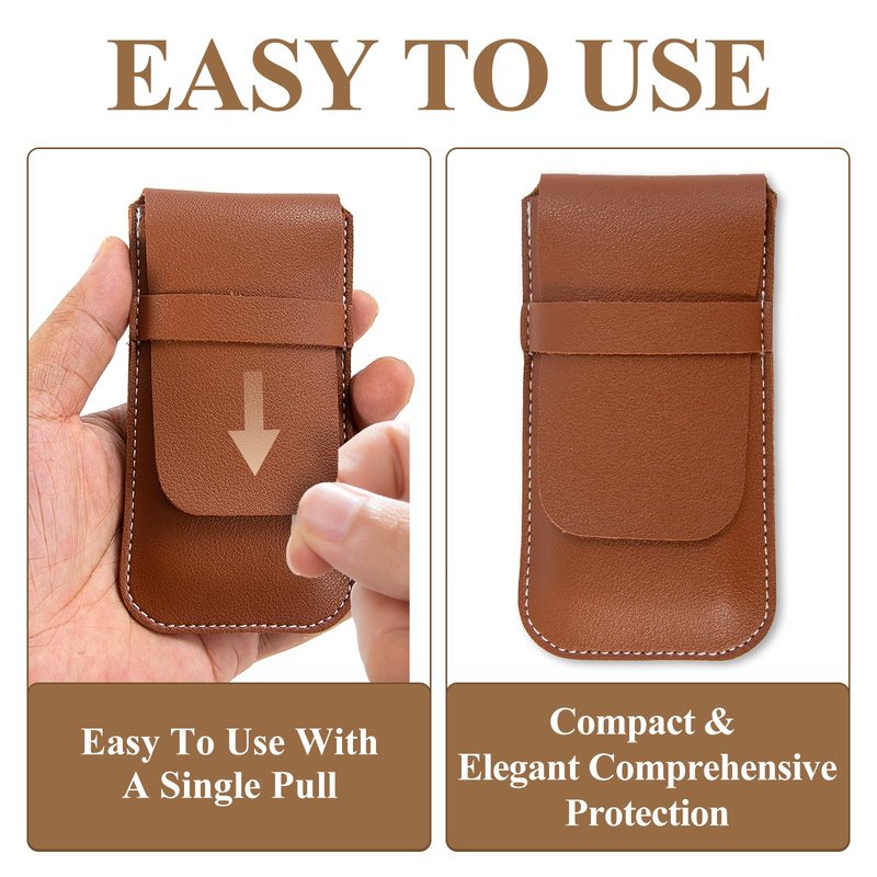 Protective Case for KardiaMobile EKG Monitor 1-Lead/for Kardia Mobile Heart Monitor 6-Lead/for KardiaMobile 6L Max,Soft Lightweight PU Case for Kardiamobile EKG Heart Monitor（Brown）