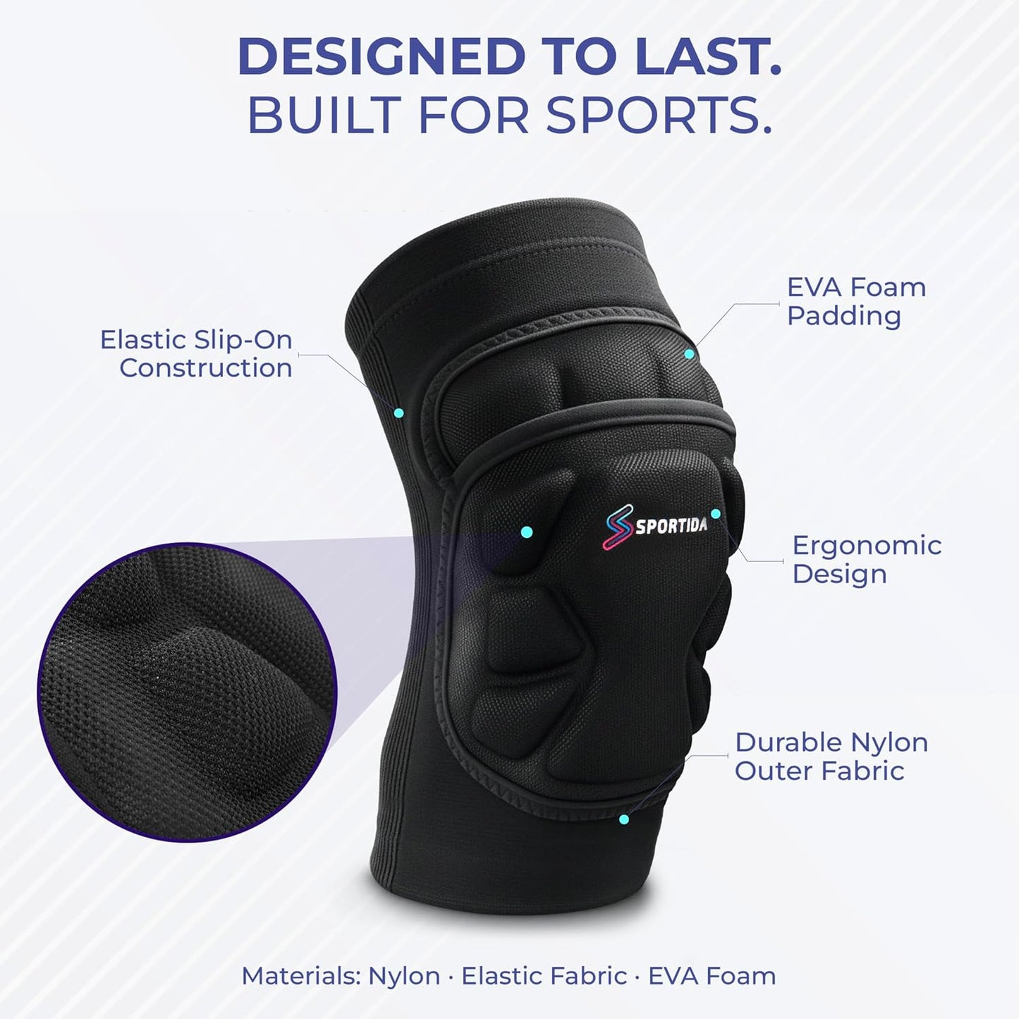 Sports Knee Pads - Ergonomic Segmented Padding for Enhanced Protection | Youth & Adult Sizes, 1 Pair