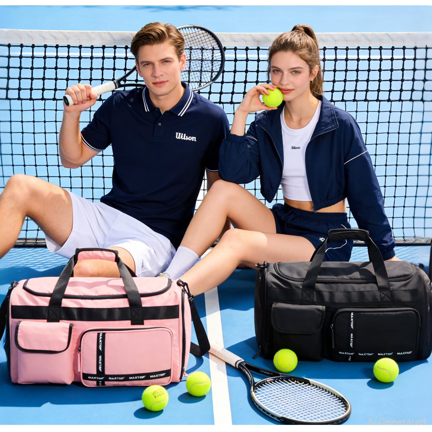 MAXTOP Large Gym Bag for Men Women with Shoe Compartment Wet Dry Separation Black Carry on Duffle Bag for Travel Sports Yoga Fitness Weekend Outdoor Activities