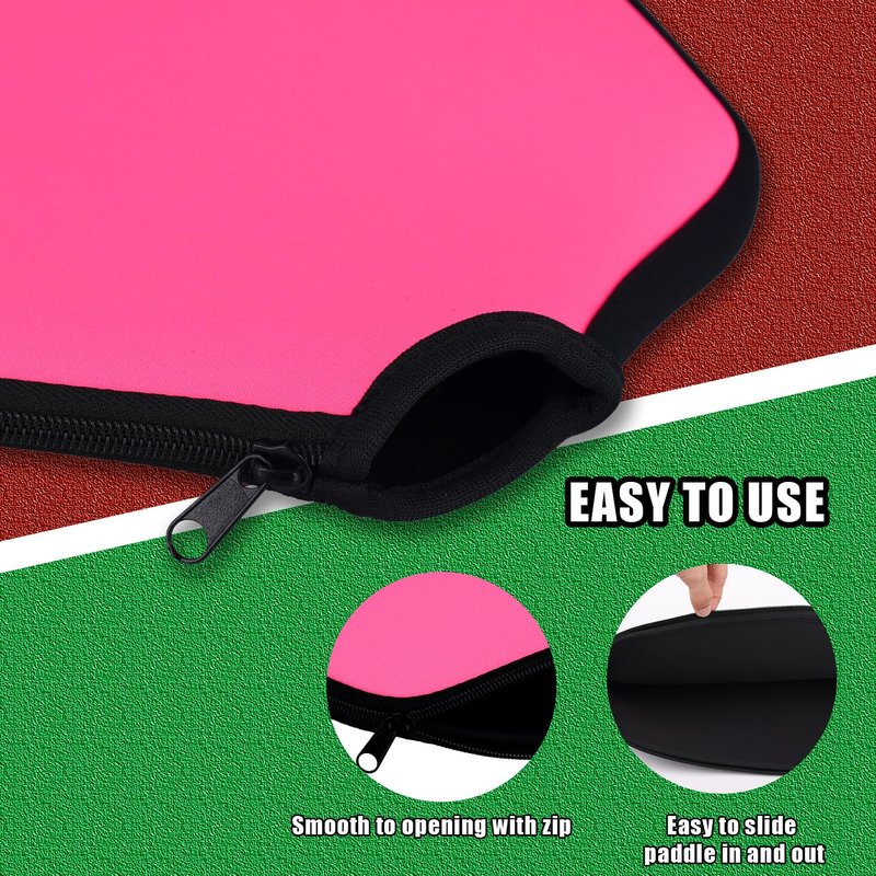 1pcs Pink Racquet Cover, 8.6 x 12.2 Inch Neoprene Racquet Cover Storage Bag Compatible with Most USAPA Standard and Extended Racquets Fits Most People's Needs