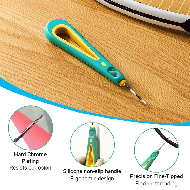 Qkansiw Tennis Stringing Machine Awl - Hard Chrome Plated Steel | Racket Hole Guide & String Straightener Tool for Tennis Badminton Squash