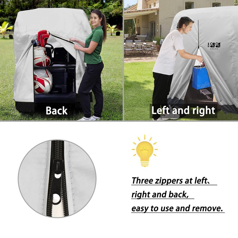 10L0L 4 Passenger Golf Cart Cover Universal for EZGO, Club Car, Yamaha, Rainproof Sunproof Waterproof Dustproof Protection (Silver)