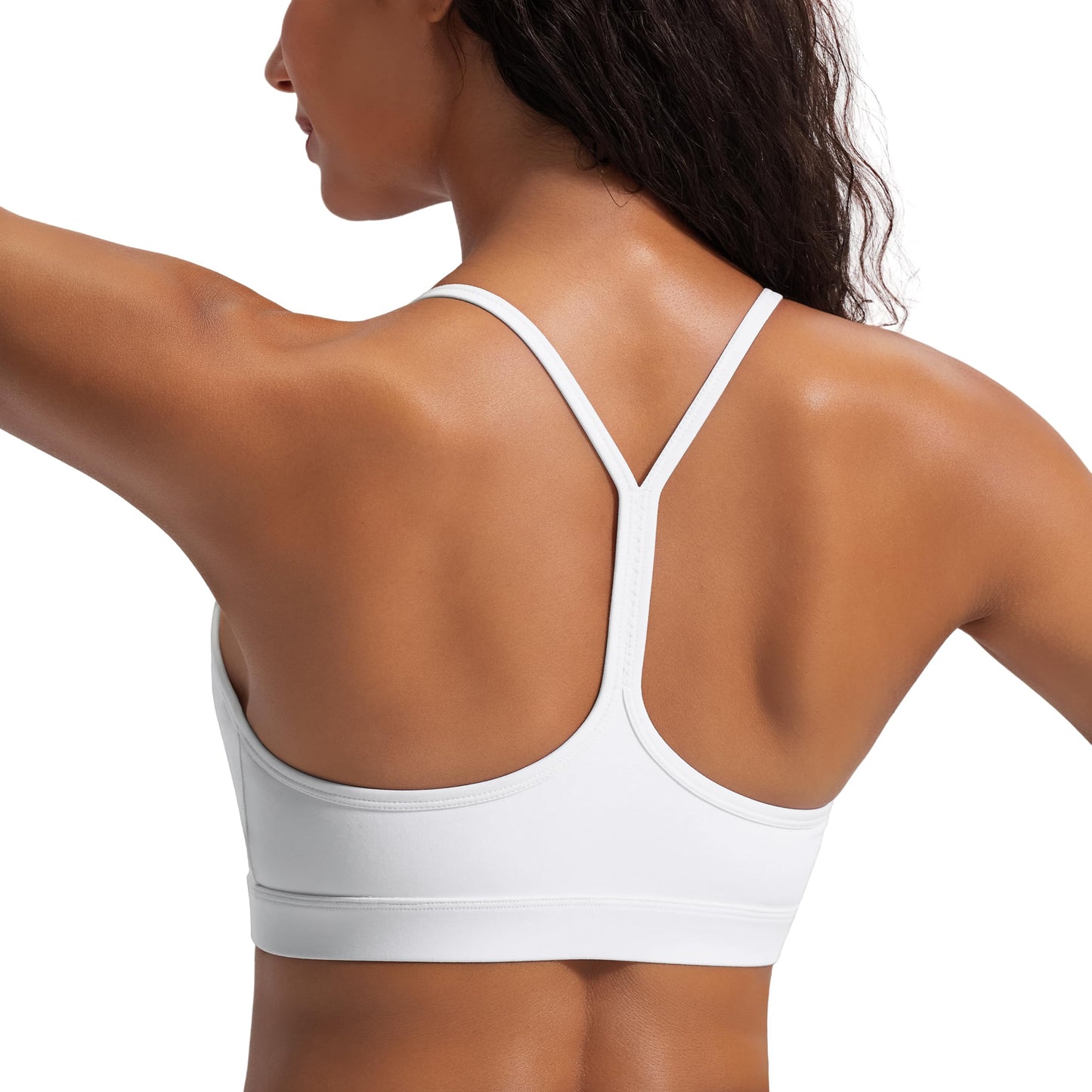 Sports Bras for Women Workout Tops Open Back Racerback Padded Athletic Yoga Bra Basic Wireless Bra White