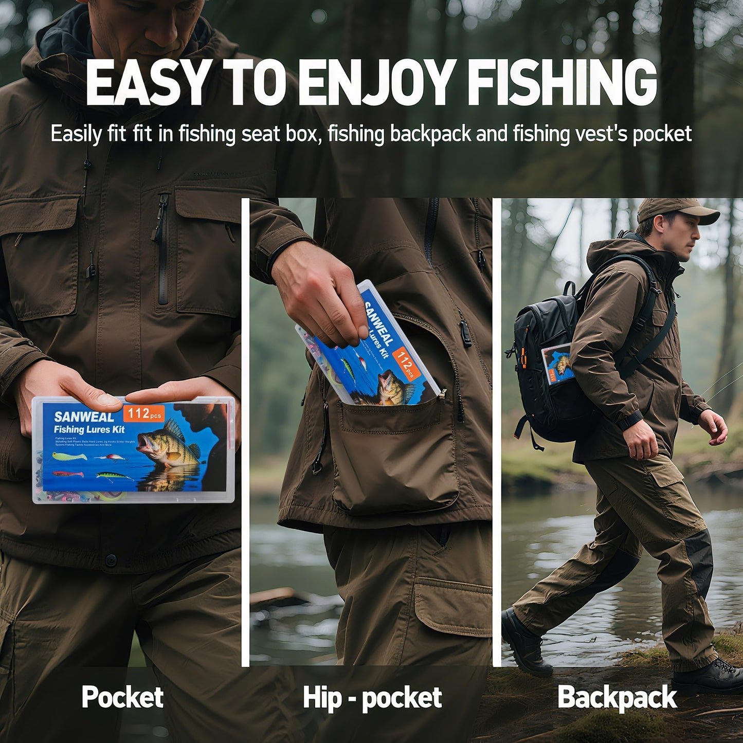SANWEAL Multi Jointed Fishing Lures Kit, 6PCS / 10PCS 2 Sizes Slow Sinking Swimbait Hard Baits with 3D Eyes and Treble Hooks for Bass Trout Walleye Pike, Freshwater Saltwater (4 Color Mix)
