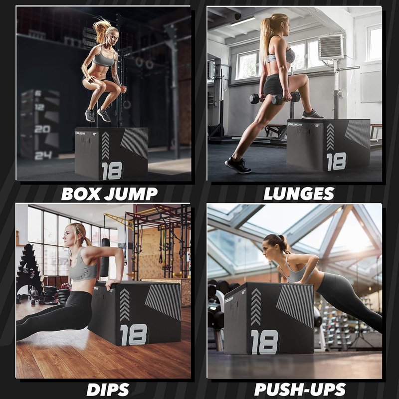 Soft Foam Plyo Box - Stackable Plyometric Jump Box for Home Gym | HIIT, Agility, Strength Training
