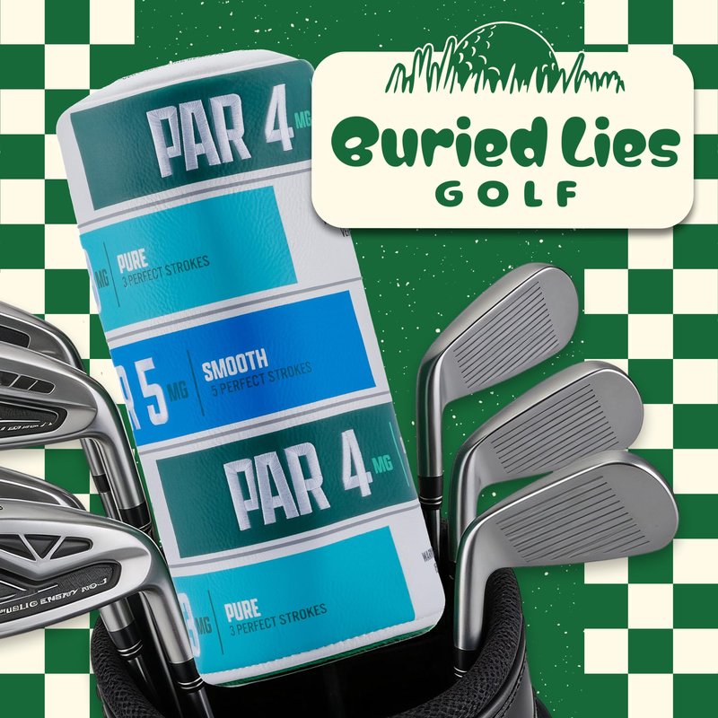 Buried Lies Golf Club Covers, Barrel Driver Headcover - Embroidery, Full Protection & Premium Leather - Golf Accessories, Cool Funny Driver Headcover, Hybrid Head Covers for Men and Women