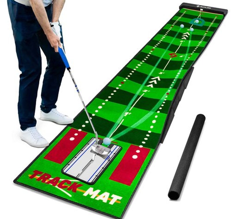 SAPLIZE Golf Putting Mat, Visible Trajectory Tracing, Multiple Training Modes, with Putting Alignment Mirror and Adjustable Green Slopes, Putting Green Matt for Indoors and Outdoors