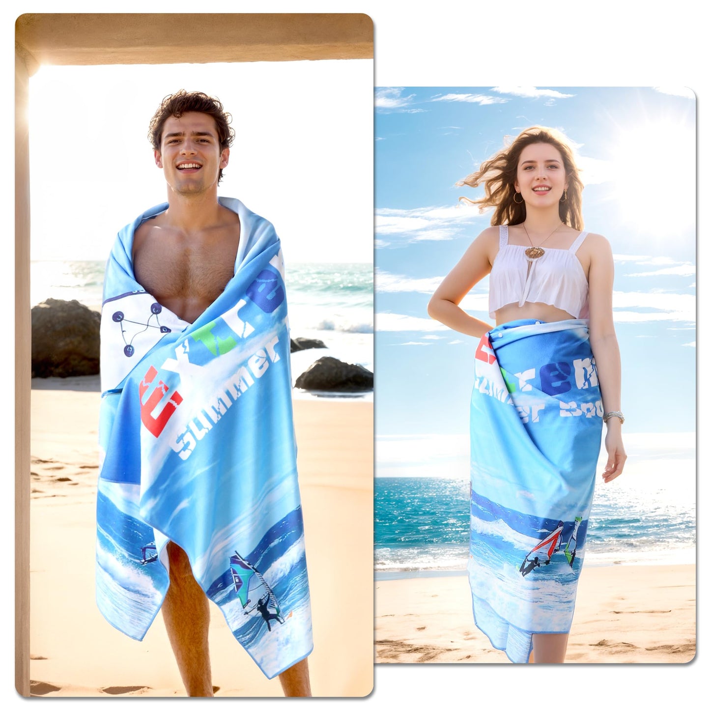 ZIOSINM Beach Towel Oversized, Microfiber Beach Towels 71"x35" Extra Large Beach Towel Microfiber Pool Towels for Beach Essentials, Camping Essentials, Cruise Ship Essentials (Paddle Board)