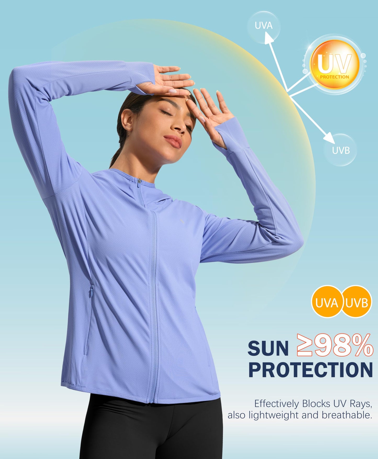 Soothfeel Women's UPF 50+ Sun Protection Hoodie Jacket Lightweight Long Sleeve Sun Shirt for Women with Pocket Hiking Outdoor
