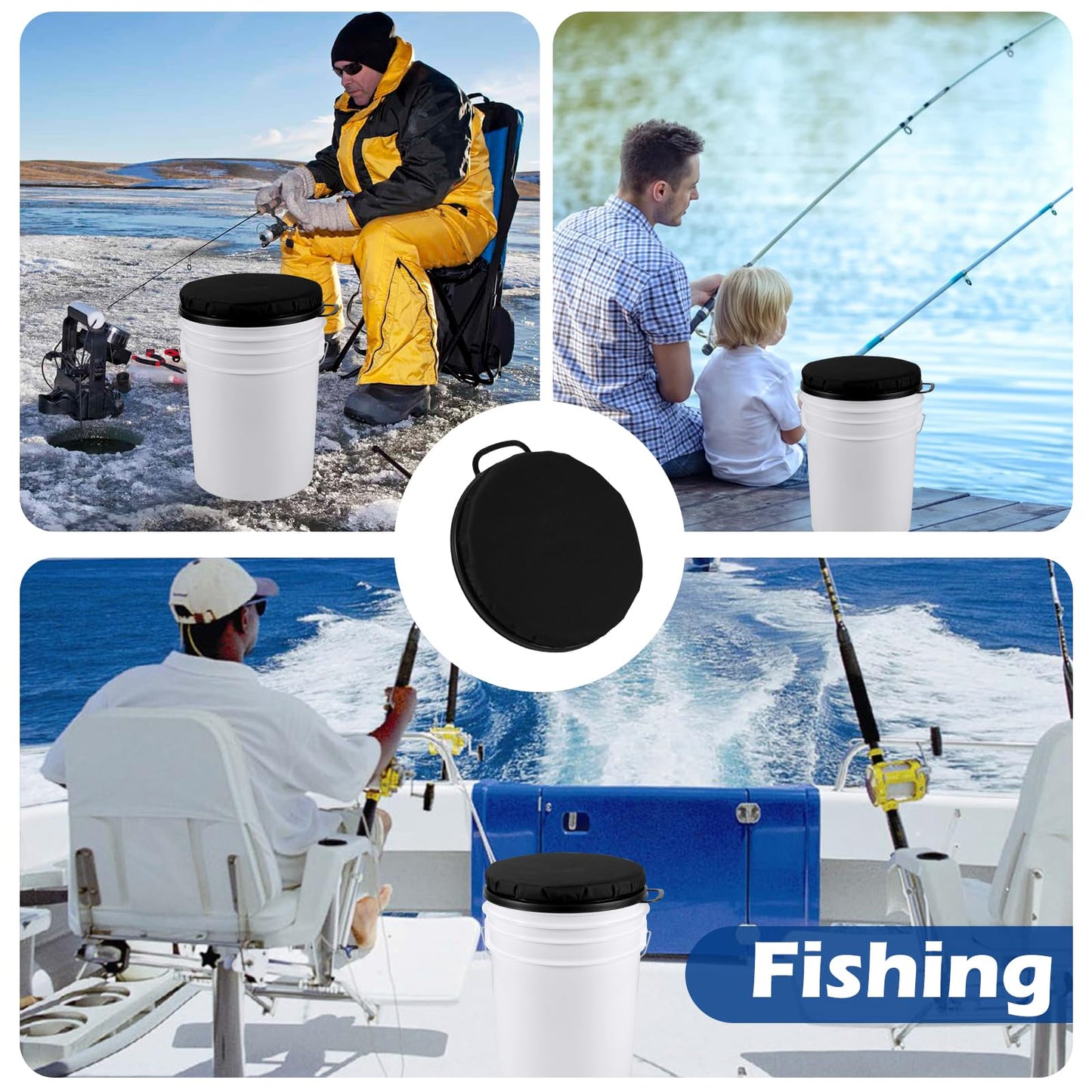ZAIXIA 5 Gallon Bucket Seat, 360-Degree Swivel Seat Foam Cushion Bucket Seat Lid with Waterproof Cover for Dove Duck Hunting, Fishing, Baseball, Gardening and Camping