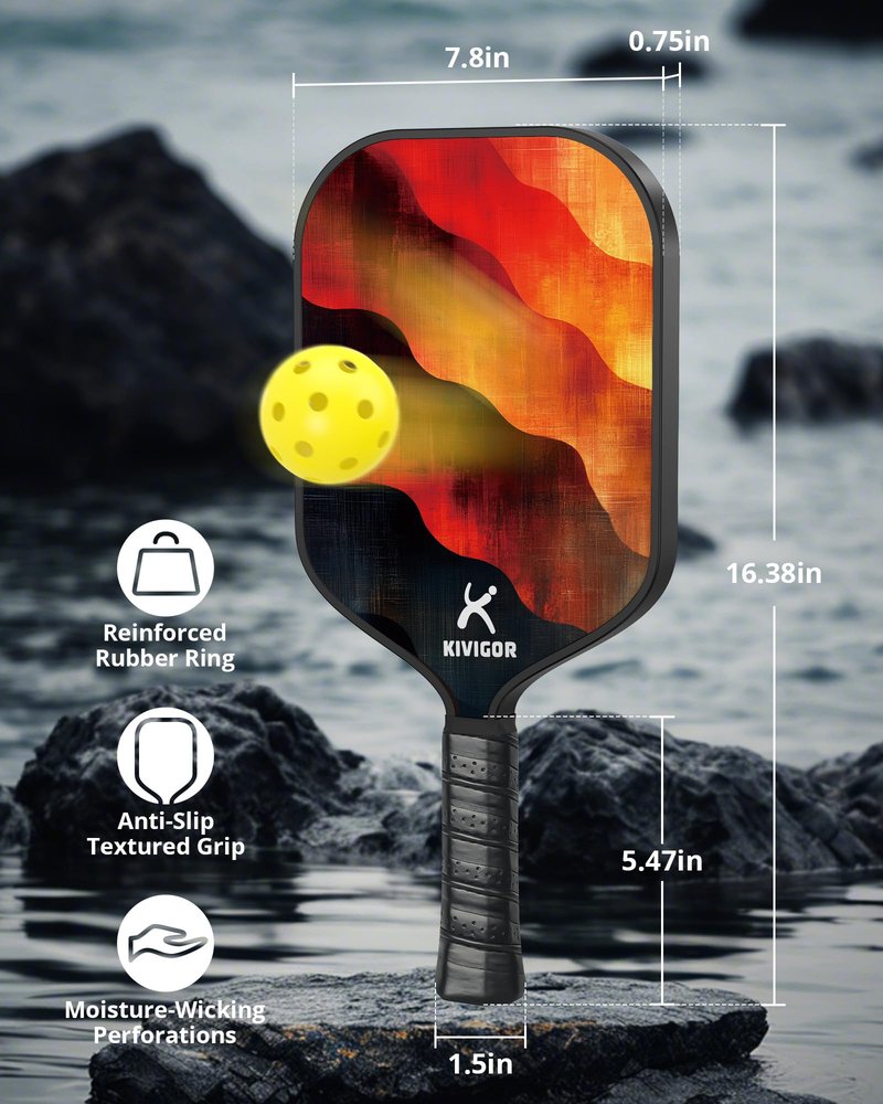 KIVIGOR Pickleball Paddles Set of 2, Fiberglass Surface, Polypropylene Honeycomb Core,Lightweight Rackets Pickle Ball Paddle Set 2 Pack Outdoor Pickleball Gifts for Men Women Adults,P6