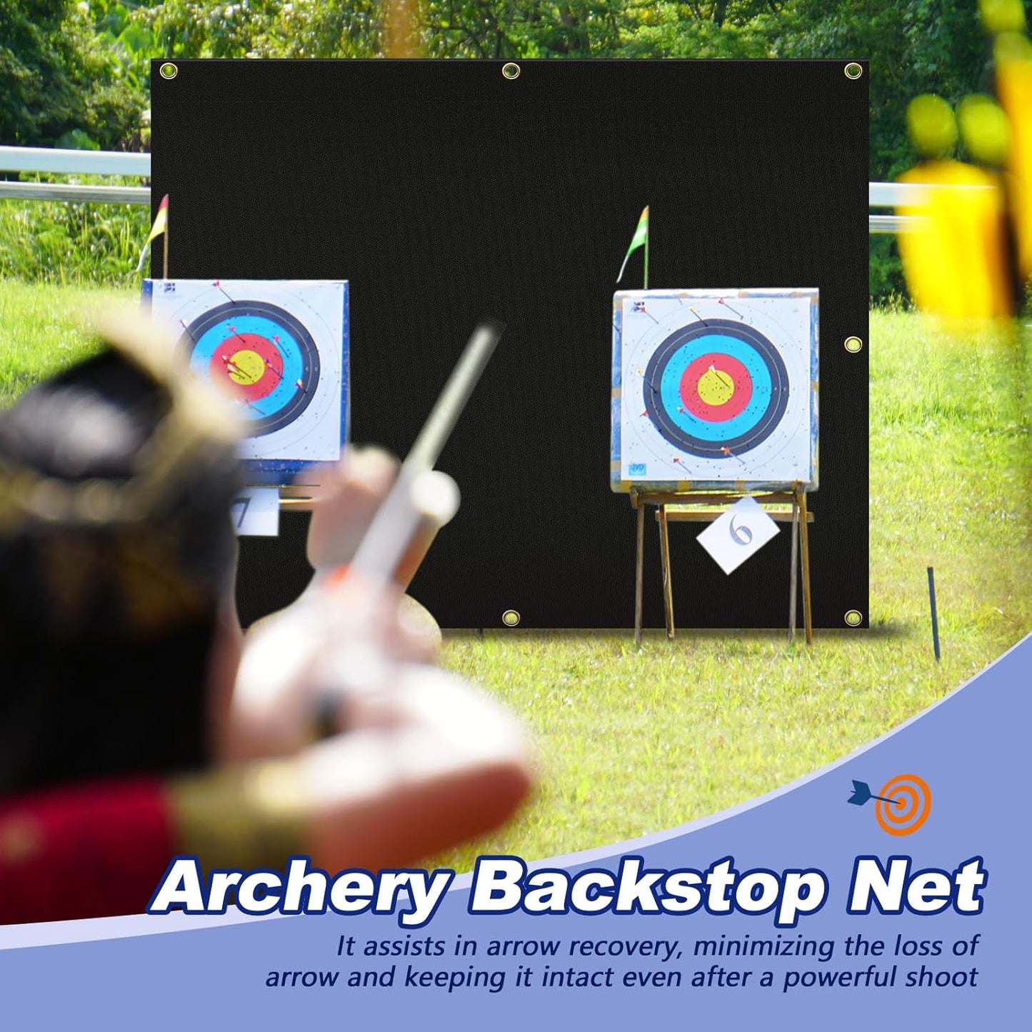 Heavy-Duty Archery Backstop Netting - Durable Slingshot Shooting Net with Rope & Hooks | Perfect for Backyard Use