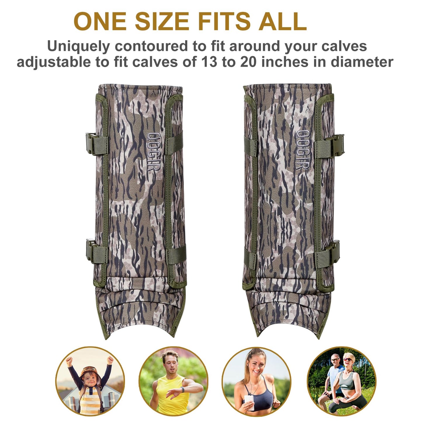 QOGIR Snake Gaiters for Hunting: Durable Snake Guards, Snake Gaiter Leggings for Men & Women, Snake Bite Protection for Lower Legs, Snake Proof Gaiters with Adjustable Size (Tree Camo)
