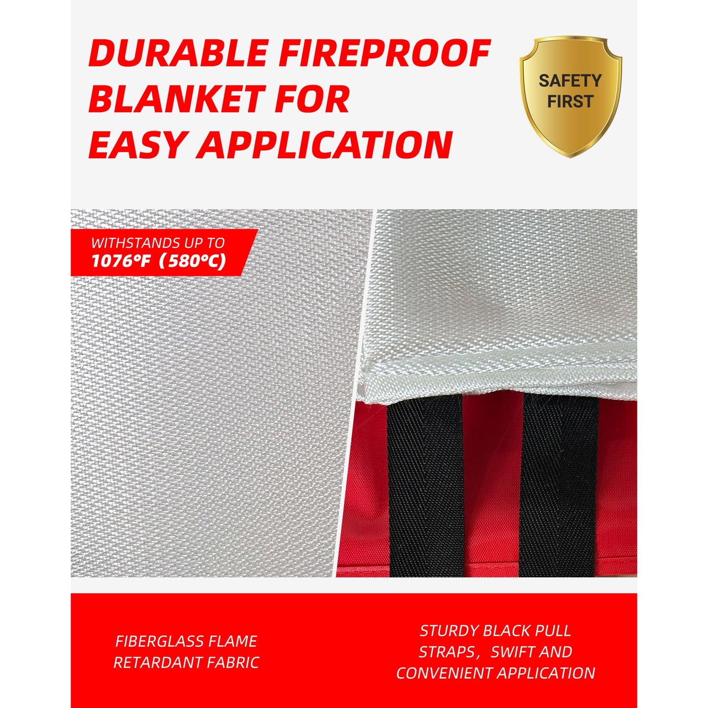 LaSyL Emergency Fire Blanket for Home and Kitchen, 40" x 40"(Pack of 2), Fire Supression Blanket Good for Fireplace, School, Grill, Car, Office