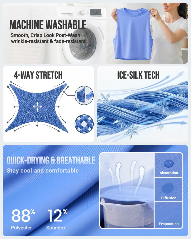 JOYSPELS Workout Tank Tops for Women, Ice Silk Quick Dry Athletic Crop Top, Loose Fit Running Yoga Gym Shirts,White