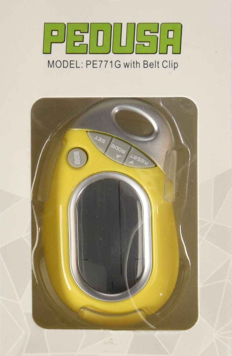 Pedusa PE-771 Tri-Axis Multi-Function Pocket Pedometer (Yellow with Holster/Belt Clip)