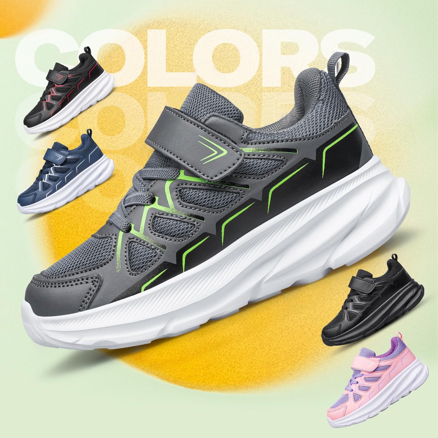 BQQ Boys Girls Sneakers Toddlers Kids Running Shoes Tennis Athletic Sport Gym Shoes Lightweight Breathable Grey Little Kid Size 1