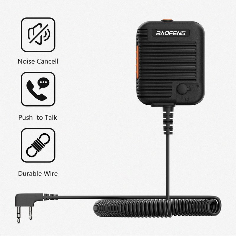 BAOFENG UV-5R Tactical Speaker Microphone Volume Adjustable Handheld for GMRS 5RM Ham Radio DM-32 UV-17H GPS Walkie Talkie (Black)