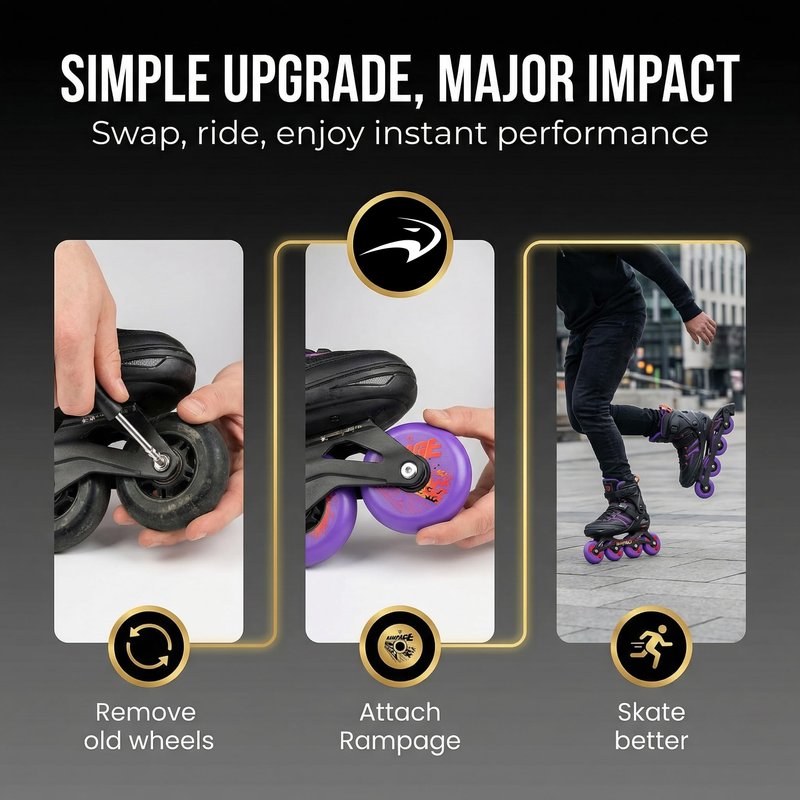 Flying Eagle Rampage Wheels for Skates - Inline Skates Men & Women for Urban Freeskating, Inline Skate Wheels, Outdoor Skate Wheel Replacement, 88A Hardness, Pack of 4, Purple, 80 MM